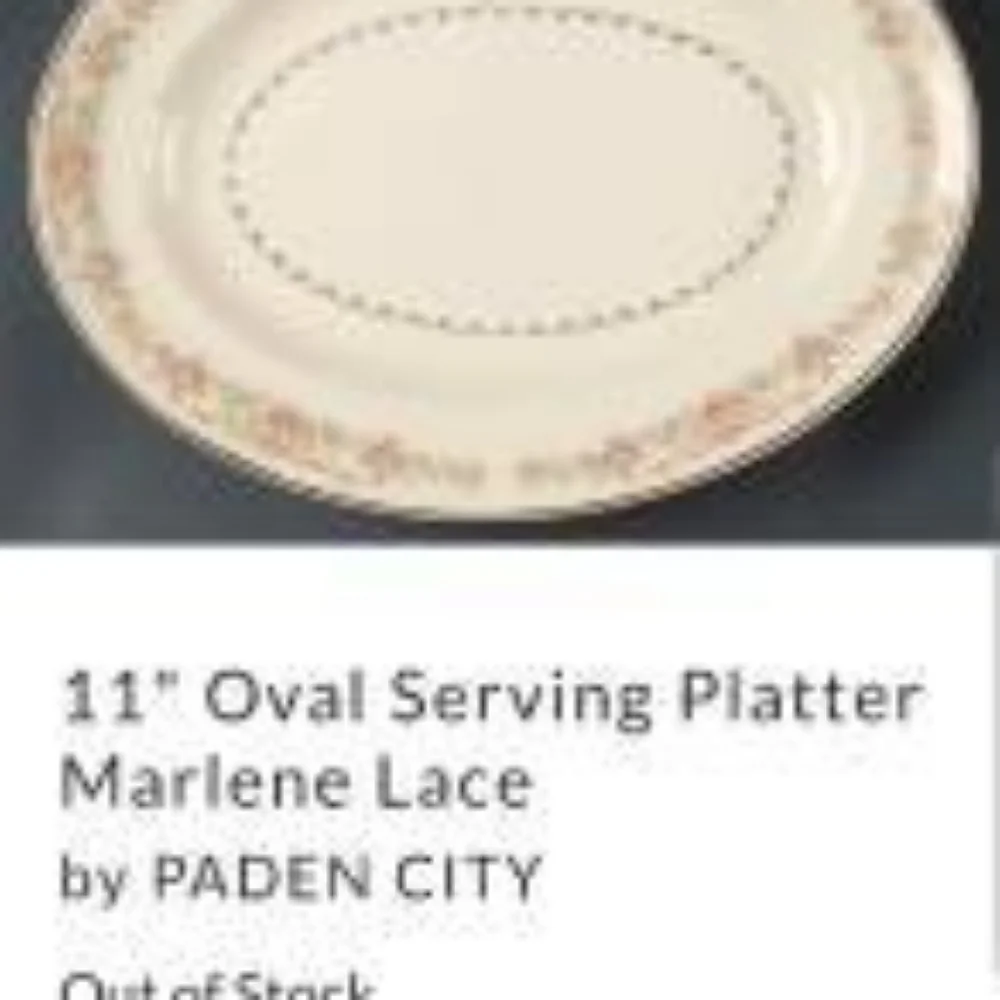 1940's Paden City Pottery Oval Serving Platter. 22K Gold Trim. Marlene Lace. USA